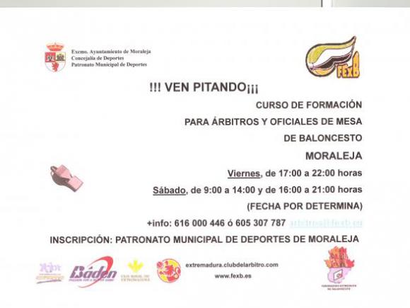 CURSO DE FORMACIÓN PARA ÁRBITROS Y OFICIALES DE MESA DE BALONCESTO EN MORALEJA