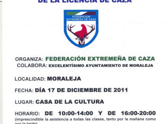 CURSO DE ACREDITACIÓN DE LOS CONOCIMIENTOS NECESARIOS PARA LA OBTENCIÓN DE LA LICENCIA DE CAZA
