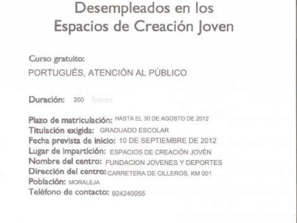 ACCIONES FORMATIVAS PARA DESEMPLEADOS EN LOS ESPACIOS DE CREACIÓN JOVEN