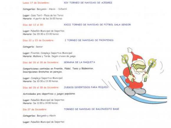 PROGRAMACIÓN DEPORTIVA NAVIDADES 2012