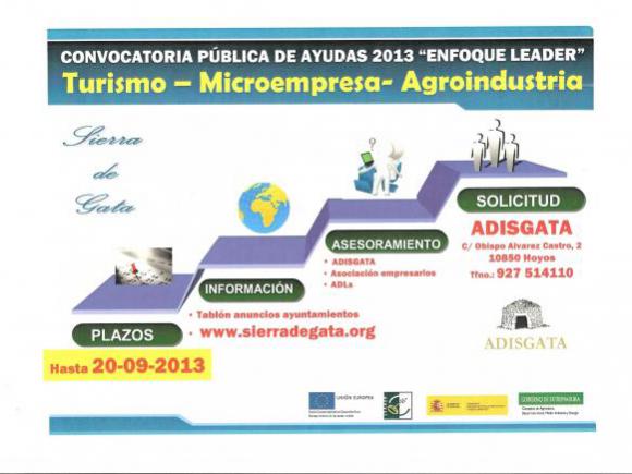 ABIERTO PLAZO CONVOCATORIA AYUDAS “ ENFOQUE LEADER “ EN EL ÁMBITO DE ACTUACIÓN DE ADISGATA.