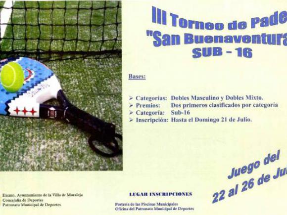 III TORNEO DE PADEL "SAN BUENAVENTURA" SUB-16