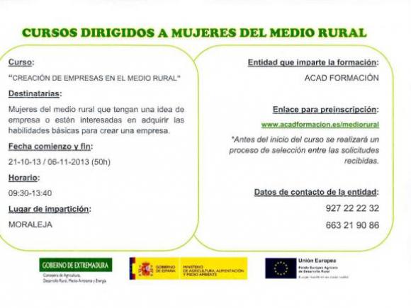 CURSOS DIRIGIDOS A MUJERES DEL MEDIO RURAL