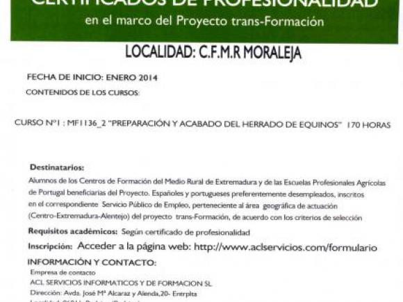 CURSOS GRATUITOS, CERTIFICADOS PROFESIONALES EN EL MARCO DEL PROYECTO TRANS-FORMACIÓN