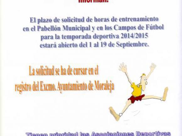 LA CONCEJALÍA DE DEPORTES Y EL PATRONATO MUNICIPAL DE DEPORTE DE MORALEJA INFORMA