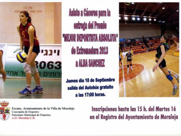 ENTREGA DEL PREMIO EN CÁCERES "MEJOR DEPORTISTA ABSOLUTA" DE EXTREMADURA 2013 ALBA SÁNCHEZ