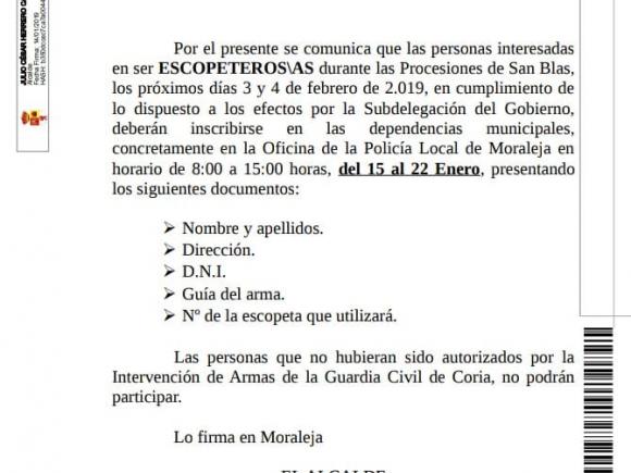 ESCOPETEROS/AS SAN BLAS 2019.
