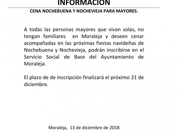 CENA DE NOCHEBUENA Y NOCHEVIEJA PARA MAYORES