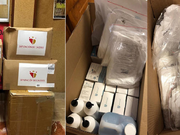  DIPUTACION DE CÁCERES ENTREGA EQUIPOS DE PROTECCIÓN INDIVIDUAL PARA LAS RESIDENCIAS DE MAYORES DE MORALEJA.
