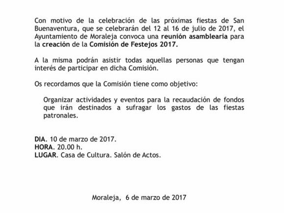 REUNIÓN CREACIÓN COMISIÓN DE FESTEJOS SAN BUENAVENTURA 2017