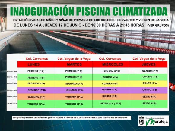 QUEREMOS QUE LOS NIÑOS Y NIÑAS DE MORALEJA INAUGUREN LA PISCINA CLIMATIZADA