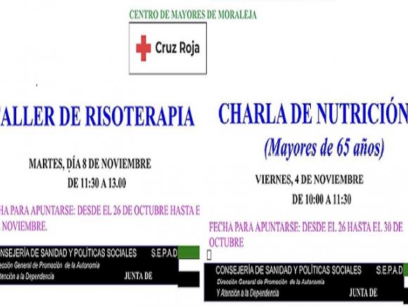 CENTRO DE MAYORES DE MORALEJA : CHARLA DE NUTRICIÓN Y TALLER DE RISOTERAPIA