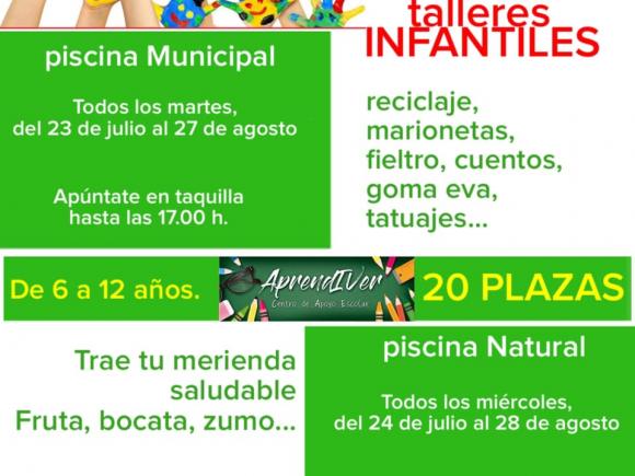 TALLERES INFANTILES EN PISCINA MUNICIPAL Y PISCINA NATURAL