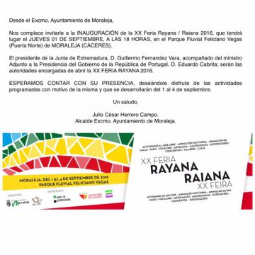 INAGURACIÓN DE LA XX FERIA RAYANA 2016 EN MORALEJA