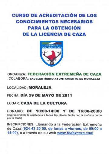 CURSO DE ACREDITACIÓN DE LOS CONOCIMIENTOS PARA LA OBTENCIÓN DE LA LICENCIA DE CAZA