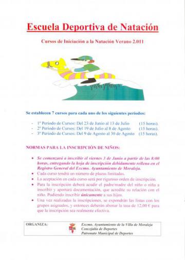 ESCUELA DEPORTIVA DE NATACIÓN:CURSOS DE INICIACIÓN A LA NATACIÓN VERANO 2011