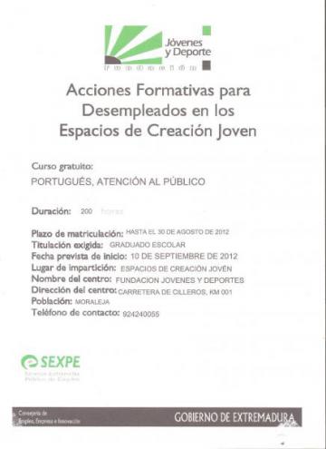 ACCIONES FORMATIVAS PARA DESEMPLEADOS EN LOS ESPACIOS DE CREACIÓN JOVEN