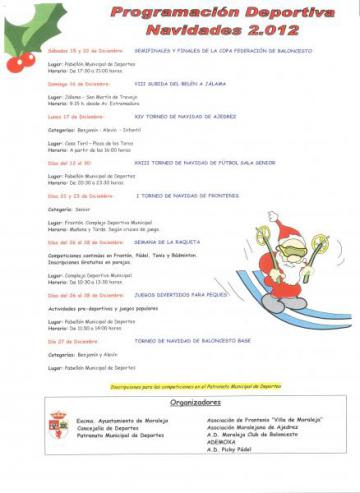 PROGRAMACIÓN DEPORTIVA NAVIDADES 2012