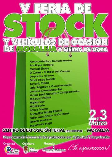 V FERIA DE STOCK Y VEHÍCULOS DE OCASIÓN EN MORALEJA Y SIERRA DE GATA