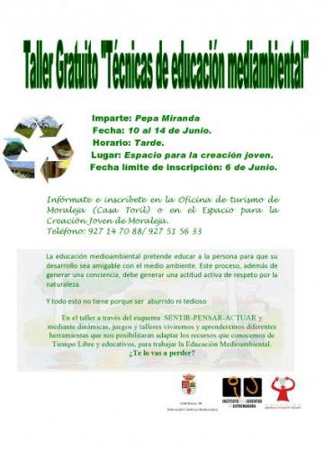TALLER GRATUITO "TÉCNICAS DE EDUCACIÓN MEDIOAMBIENTAL"