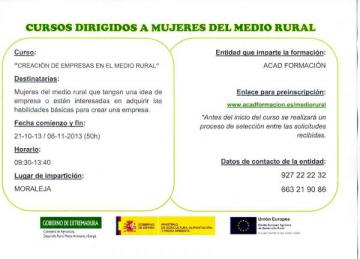 CURSOS DIRIGIDOS A MUJERES DEL MEDIO RURAL