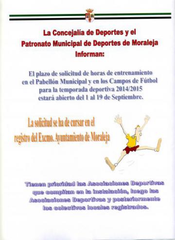 LA CONCEJALÍA DE DEPORTES Y EL PATRONATO MUNICIPAL DE DEPORTE DE MORALEJA INFORMA