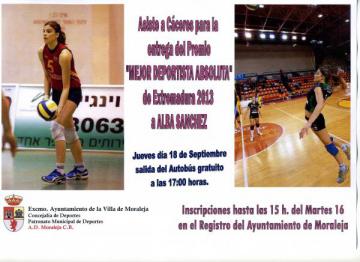 ENTREGA DEL PREMIO EN CÁCERES "MEJOR DEPORTISTA ABSOLUTA" DE EXTREMADURA 2013 ALBA SÁNCHEZ