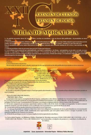 XXII CERTAMEN DE CUENTOS Y I CERTAMEN DE POESÍA "VILLA DE MORALEJA"