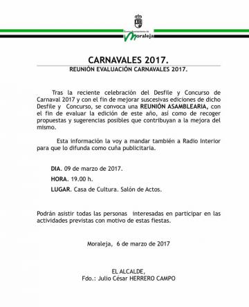 ASAMBLEA REUNIÓN EVALUACIÓN CARNAVALES 2017