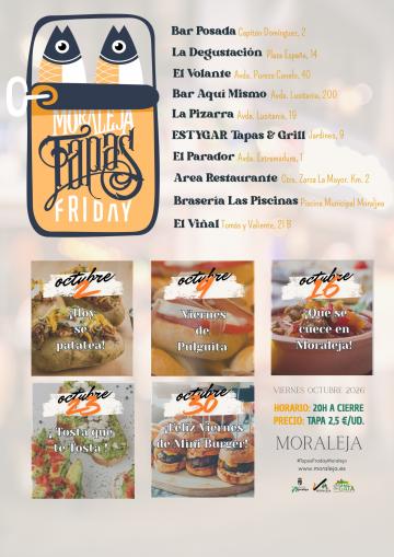  MORALEJA TAPAS FRIDAY REGRESA EN OCTUBRE CON CINCO VIERNES DEDICADOS A LA GASTRONOMÍA Y LA HOSTELERÍA LOCAL