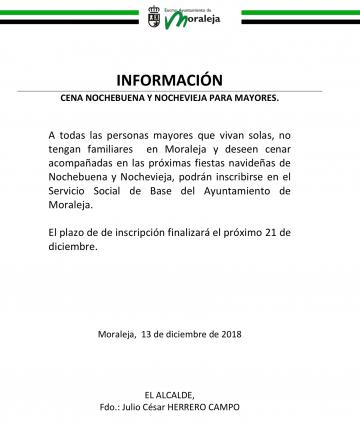 CENA DE NOCHEBUENA Y NOCHEVIEJA PARA MAYORES