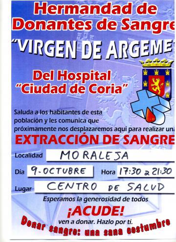 HERMANDAD DE DONANTES DE SANGRE "VIRGEN DE ARGEME" DEL HOSPITAL DE CORIA