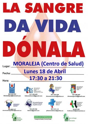 COLECTA DE SANGRE EN MORALEJA LA SANGRE DA VIDA, DÓNALA.