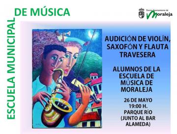 LOS ALUMNOS DE LA ESCUELA DE MÚSICA DE MORALEJA OFRECERÁN UN CONCIERTO ESTE JUEVES EN EL PARQUE FLUVIAL