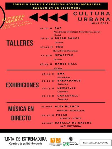 CULTURA URBANA, TALLERES, EXHIBICIONES, MUSICA EN DIRECTO