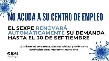 NO ACUDA A SU CENTRO DE EMPLEO EL SEXPE RENOVARÁ AUTOMÁTICAMENTE 