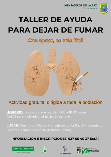 TALLER DE AYUDA PARA DEJAR DE FUMAR ASOCIACIÓN MENSAJEROS DE LA PAZ  Extremadura