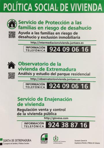 SERVICIO DE PROTECCIÓN A LAS FAMILIAS EN RIESGO DE DESAHUCIO DE LA JUNTA DE EXTREMADURA.